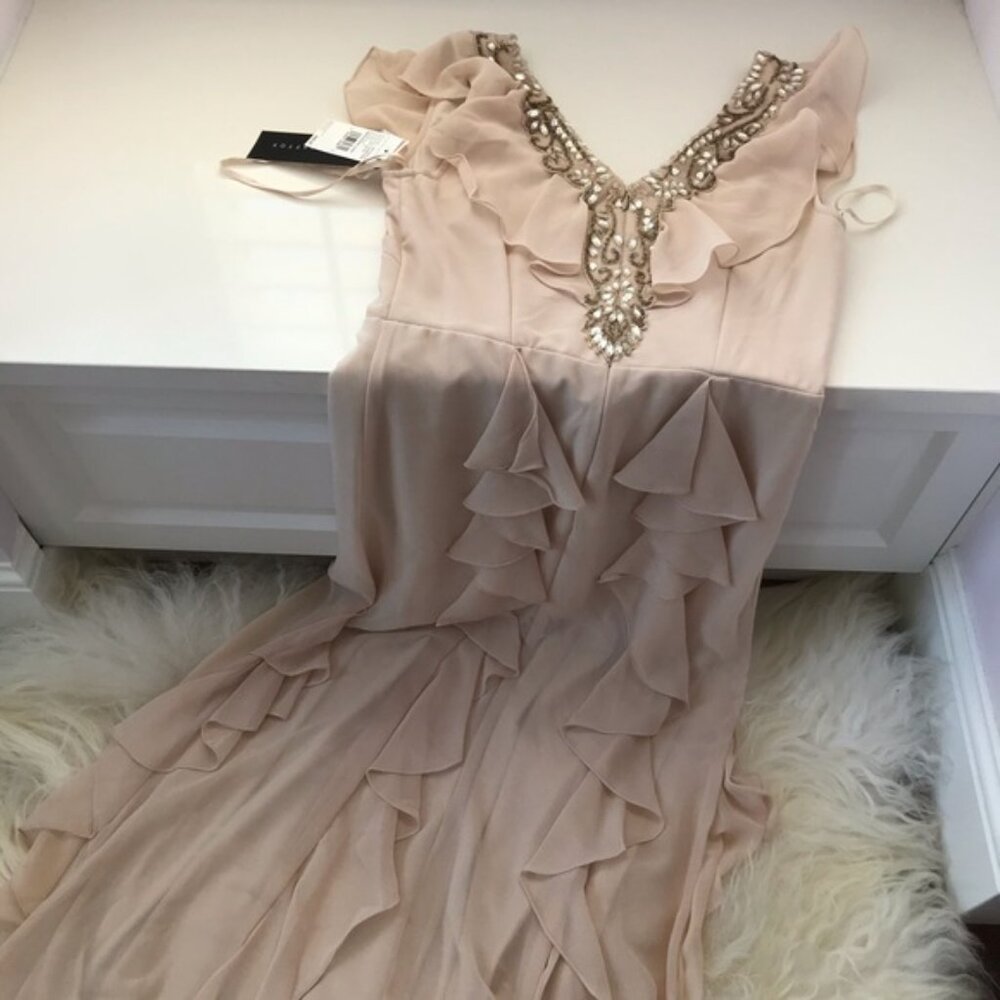 Aidan Mattox Chiffon Beaded A-Line Flutter Gown 0765 - Picture 3 of 8